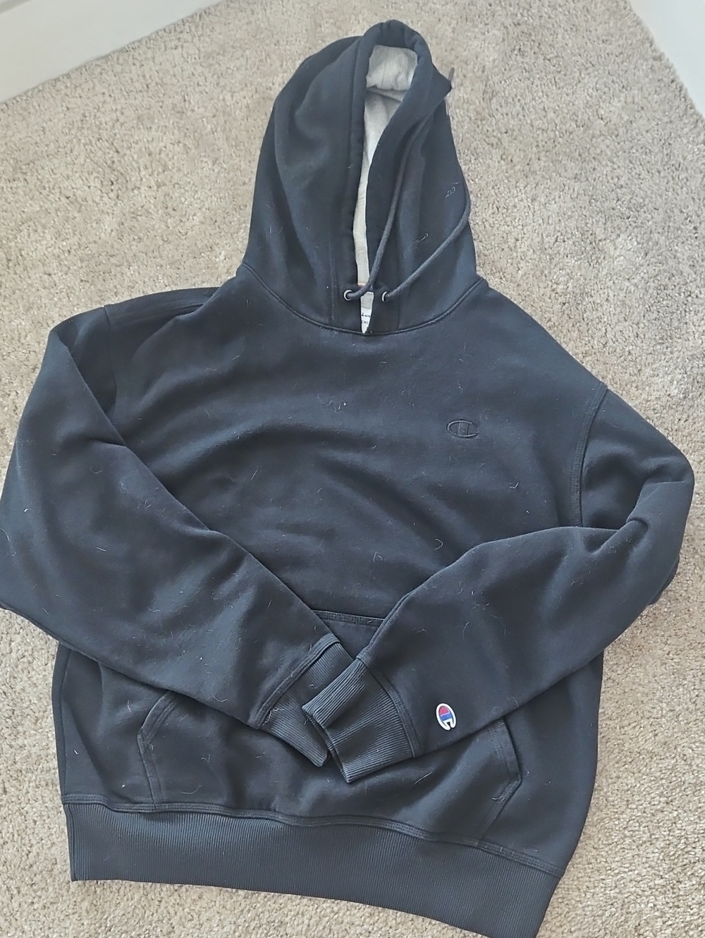 Champion Black Crewneck Hoodie with Subtle Logo